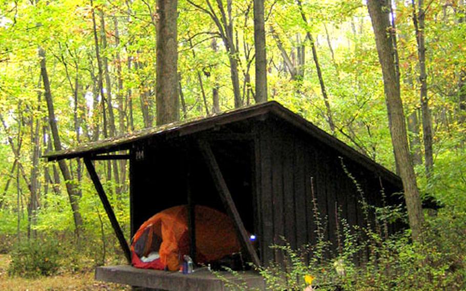 A lean-to, available for free on a first-come, first-served basis, offers some shelter from the elements.