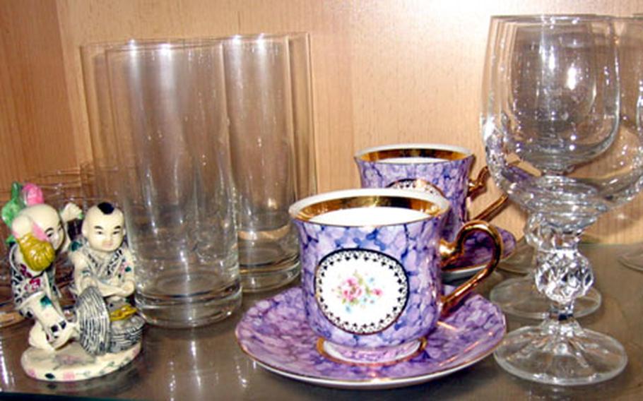 This set of tea cups was purchased in the lobby of one of the pavilions in Karlovy Vary, Czech Republic, that caters to patrons taking the mineral water cure. The set came packed in a lined box that made it ideal for traveling.