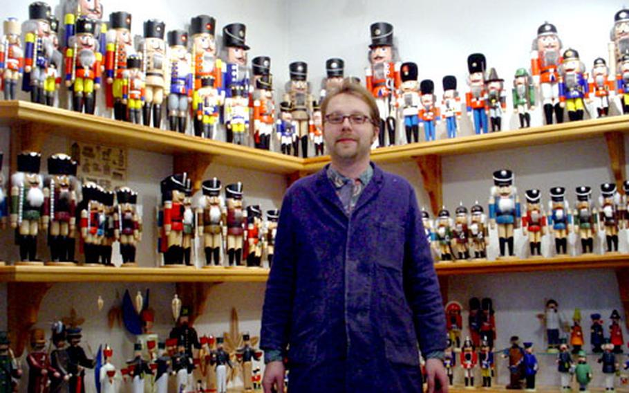 Sven Reichl is among the artisans working at the Seiffen Folk Art Cooperative, one of dozens of groups in the town that produces wooden toys and ornaments. He followed in the footsteps of his grandfather, the first toymaker in the family.