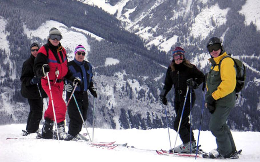 Heidelberg International Ski Club members stop for a photo while enjoying the terrain and a bountiful snowfall at Bad Hofgastein.
