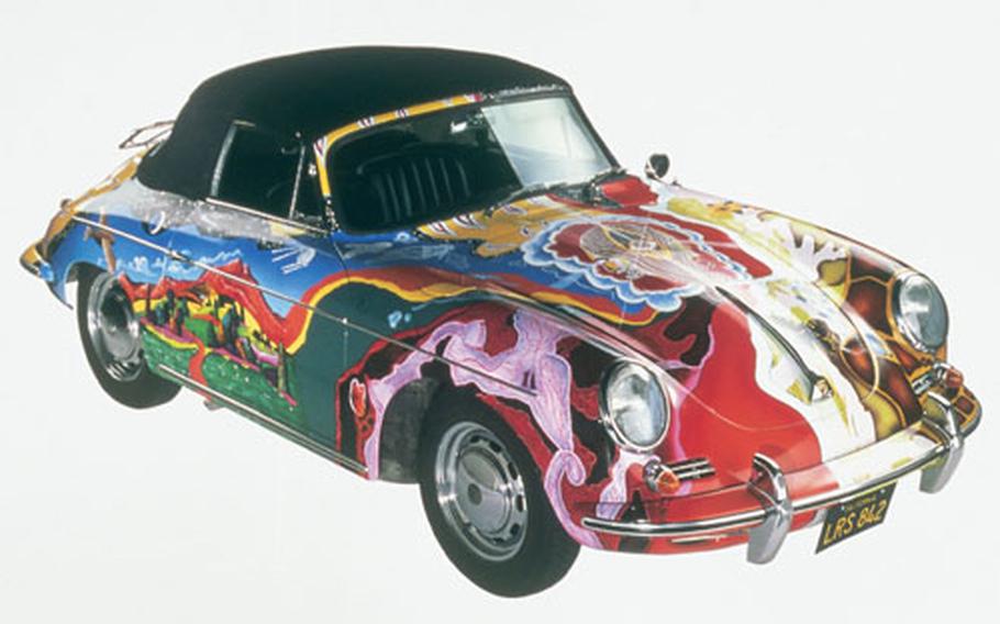 Maybe she never got her Mercedes Benz, but Janis Joplin did have a psychedelically painted Porsche 356c Cabriolet in 1965. The car is part of the “Summer of Love: Art of the Psychedelic Era” exhibit.