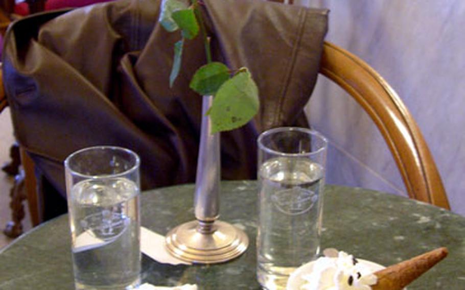 It’s not just coffee and tea that get the royal treatment at Gran Caffé Gambrinus, it’s also the hot chocolate with whipped cream, which comes with the bottom of an ice cream cone in it to help lift out the cream.