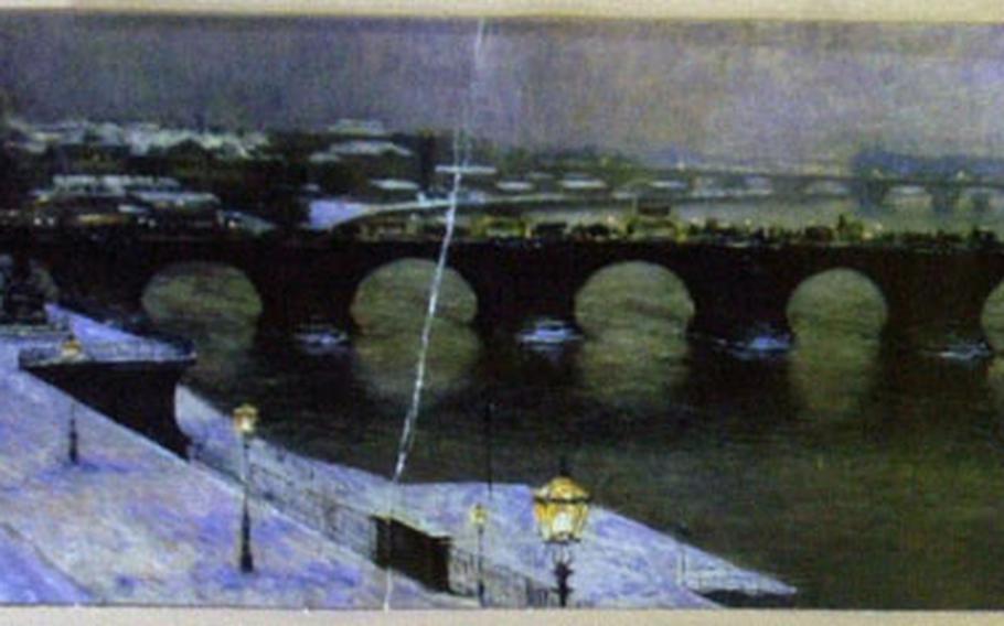 The back of the ticket for a Lipsius-Bau art exhibit shows a painting of Dresden’s Augustusbrücke (Augustus Bridge), which crosses the Elbe River.