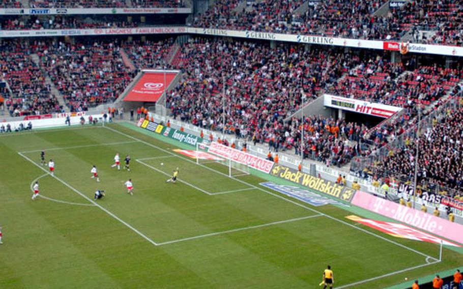 The Rhein-Energie Stadium in Cologne holds about 45,000 fans and is one of the better venues in Germany to watch professional soccer.