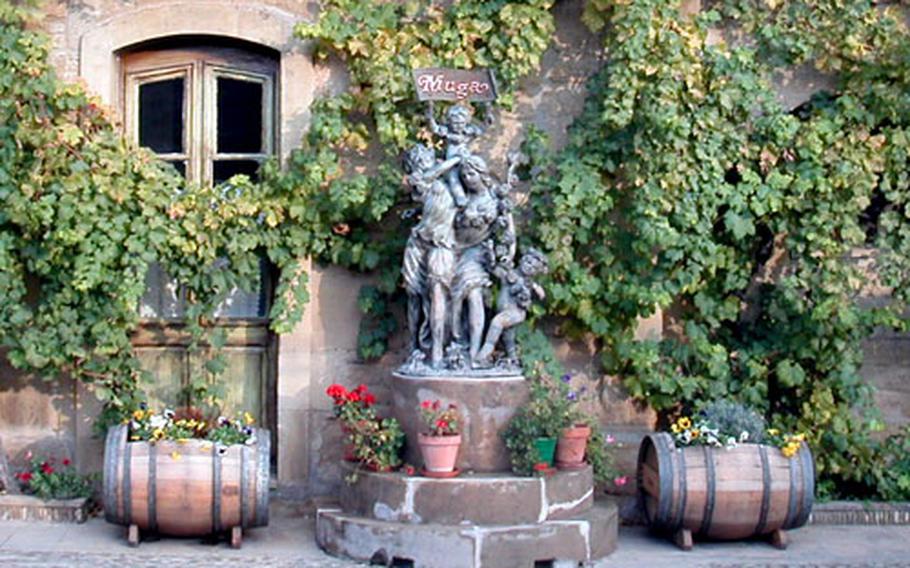 The lovely courtyard at Bodegas Muga welcomes visitors. It is one of several bodegas, or wineries, in Hao, Spain.