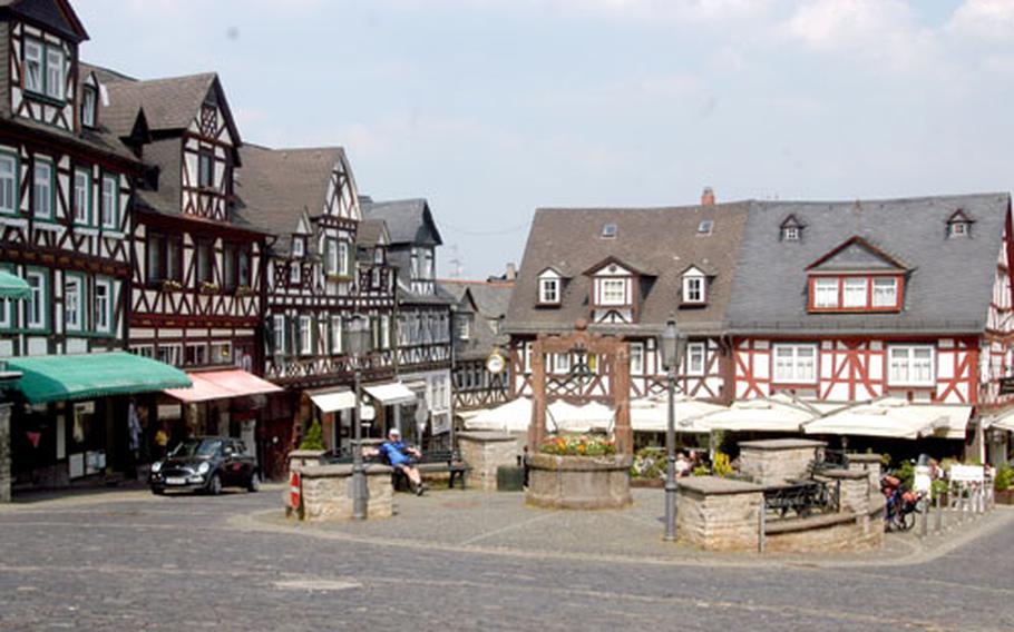 The houses adjacent to the marketplace in Braunfels, Germany, date to the early 1700s.