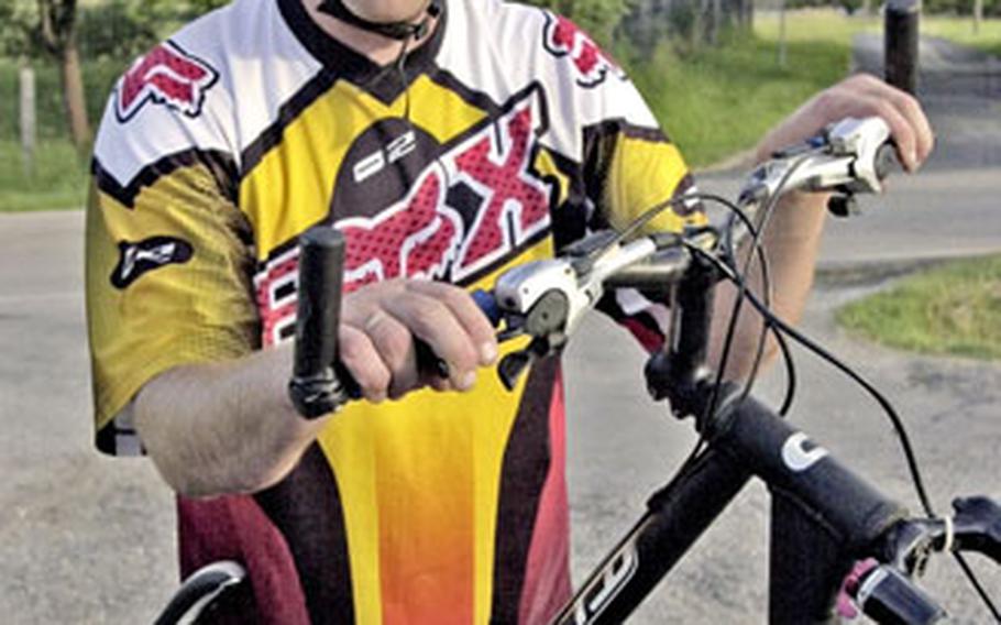 Grafenwöhr Outdoor Recreation Center mountain bike guide Brian Jansma, 38, of Camano Island, Wash., spends his free time scouting new mountain bike trails around Grafenwöhr and Vilseck.