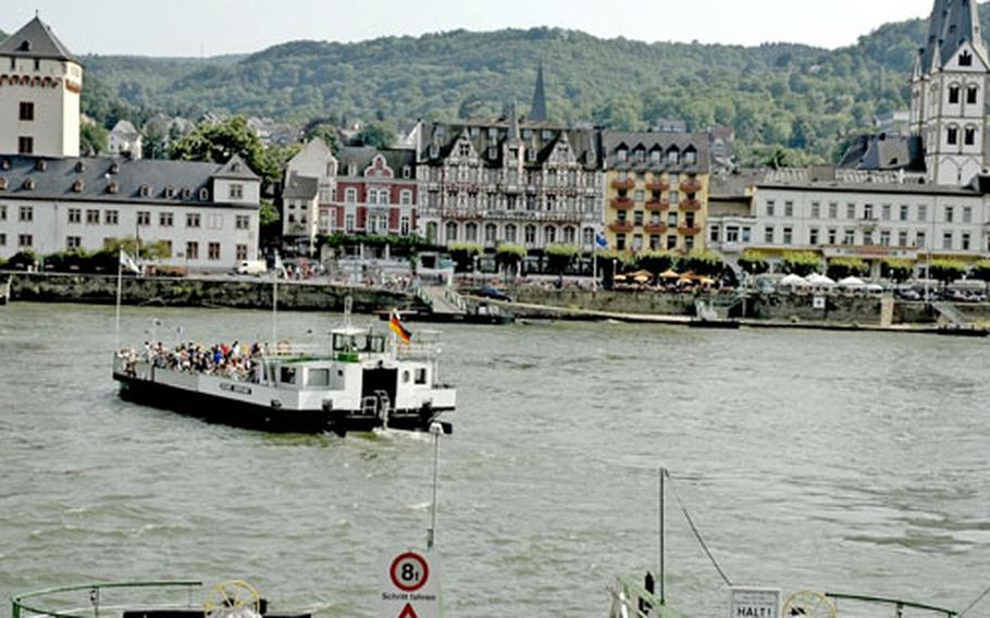 Bikers participating in a car-free day in June take a ferry across the Rhine in Boppard, Germany. The day allowed bikers to ride easily along the east side of the Rhine.