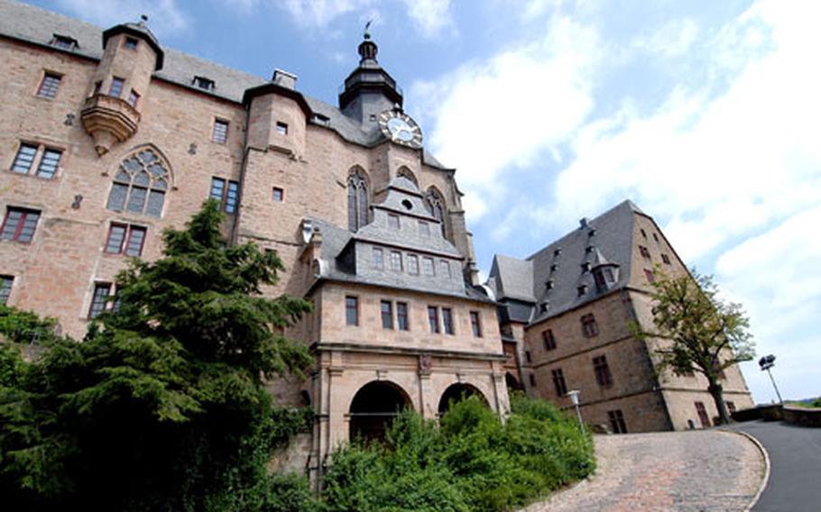 The Landgraves’ Palace stands high above the city of Marburg and the Lahn River.