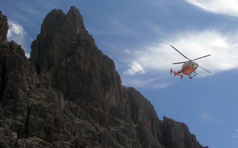 The beat of a helicopter’s blades seems out of place in such a natural setting.