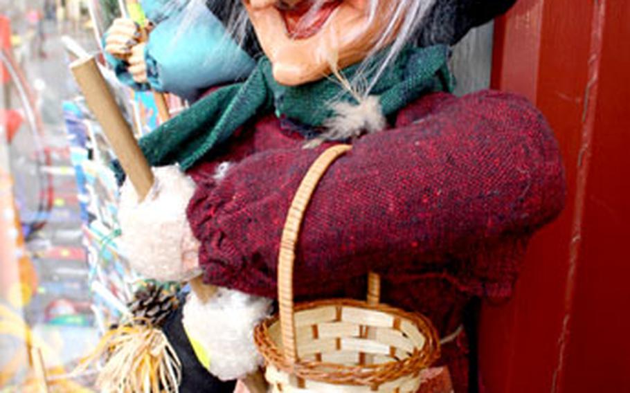 Witches — in the shape of dolls, puppets and key chains and on labels for schnapps, beer and sausages — are sold in shops throughout the Harz Mountains.