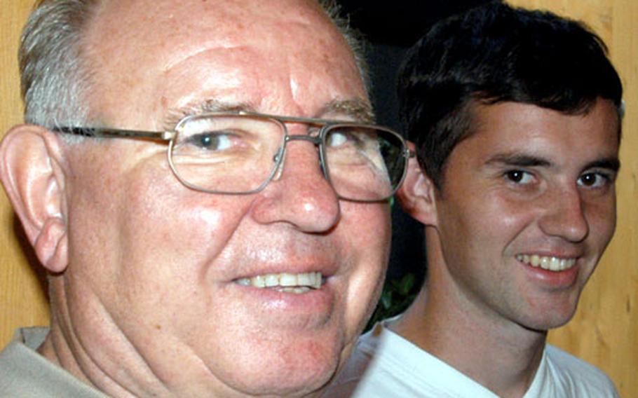 Two generations of winemakers, father Karl and son Bernd Rehg of the Rehg winery, located in the center of Freinsheim.