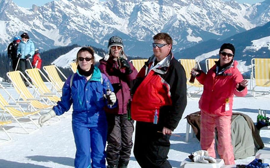 Heidelberg International Ski Club members relax during a trip to Zell am See, Austria, in 2005.