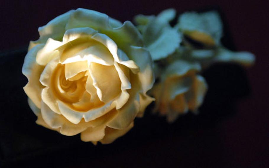 An intricately carved ivory rose from the Erbach ivory carver’s trade school. At the 1873 World’s Fair in Vienna, a prize-winning Erbach rose launched the reputation of the town’s ivory carvers.