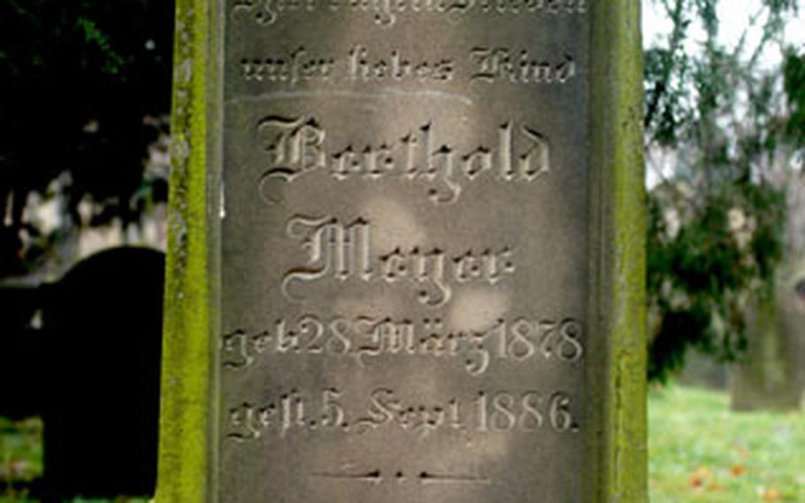 A headstone from the Jewish cemetery in Worms, Germany, which was closed in 1911.