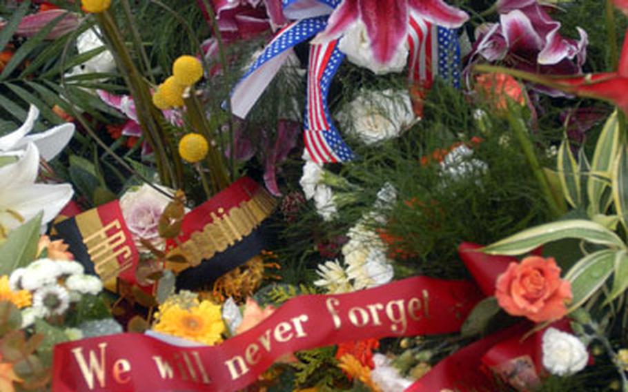 At this month’s 62nd anniversary of the Battle of the Bulge, one wreath thanked the paratroops of Easy Company, the unit immortalized in the television series “Band of Brothers.”