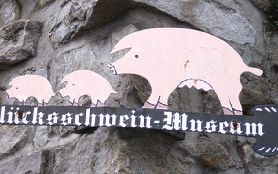 When visiting Bad Wimpfen, follow signs like this to the Lucky Pig Museum, a museum dedicated to, as the name says, pigs.