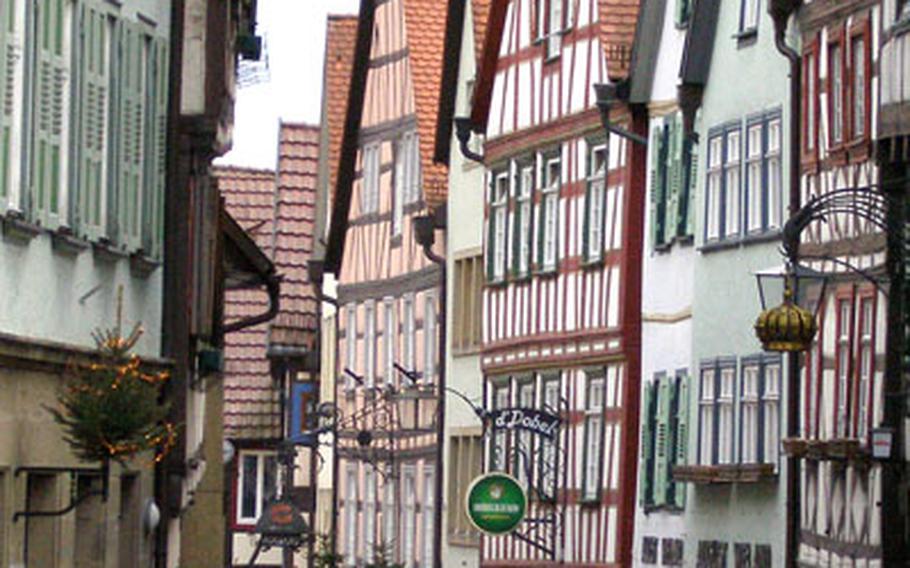 Narrow cobblestone lanes lined with half-timbered houses is a feature of Bad Wimpfen.