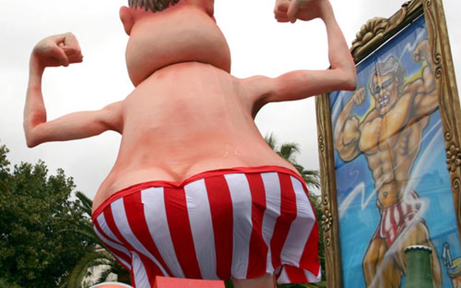 Last year’s theme for the carnival in Nice, France, was “dupery” in all its forms, including this float showing our willingness to fool ourselves. The out-of- shape man in no way resembles the character he imagines he sees in the mirror.