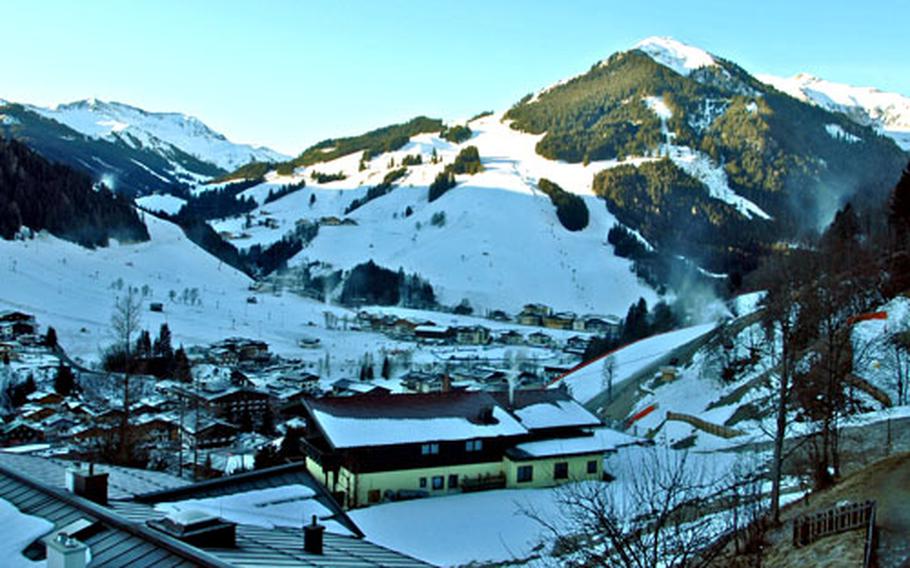 There was plenty of snow in late February at Saalbach Hinterglemm. But to get to good skiing you had to go higher up the slopes.