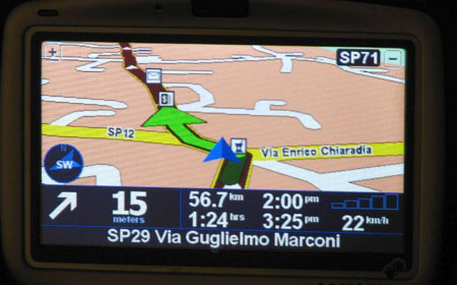The display screen of a GPS unit shows your moving position on a map, along with your speed, distance to destination, and estimated arrival time. A portable unit can also be removed from the car and be used to help you find your destination on foot.