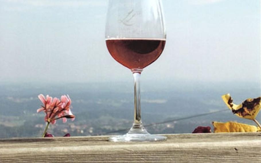 A glass of Schilcher wine, produced only in Western Styria in Austria.