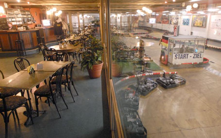 After you race, a standard German bar/cafe is available with a bird’s-eye view of the track at Go! Indoor Kart, providing a place to share race stories.