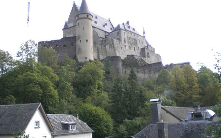 The castle that sits above Vianden, Luxembourg, has been restored so that it resembles what it once was without turning it into fantasy structure. It is visible from just about anywhere in town.