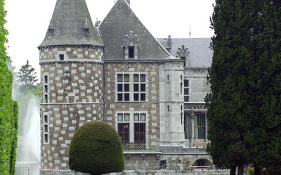 A view of Jehay Castle in Amay, Belgium, from its gardens.