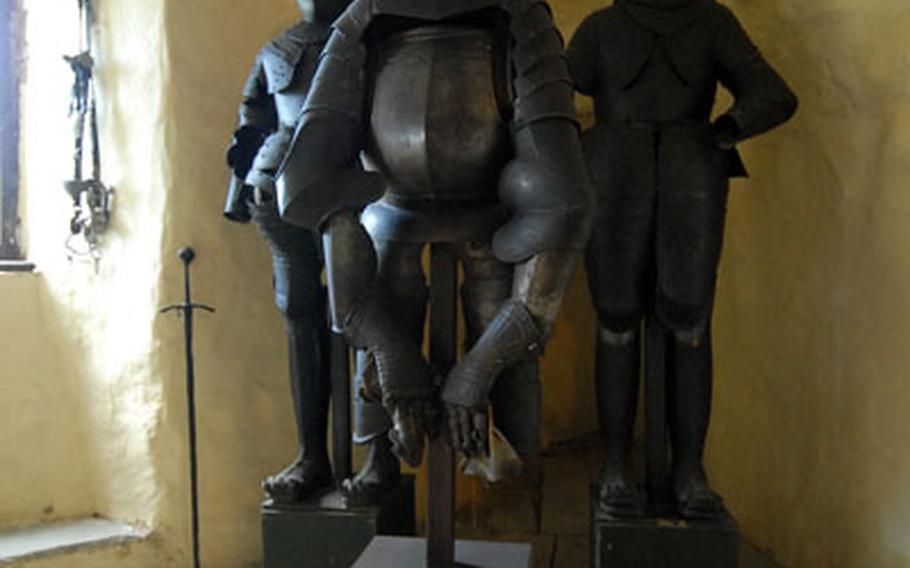 Suits of armor on display in the small museum at Runkel Castle.