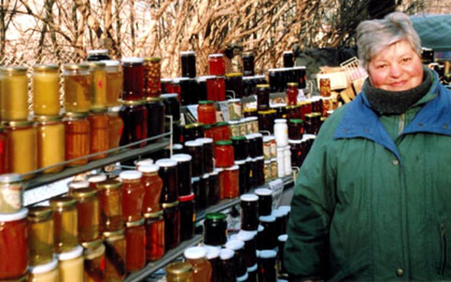 The road to the Bachkovo Monastery is lined with stands selling preserves and honey.