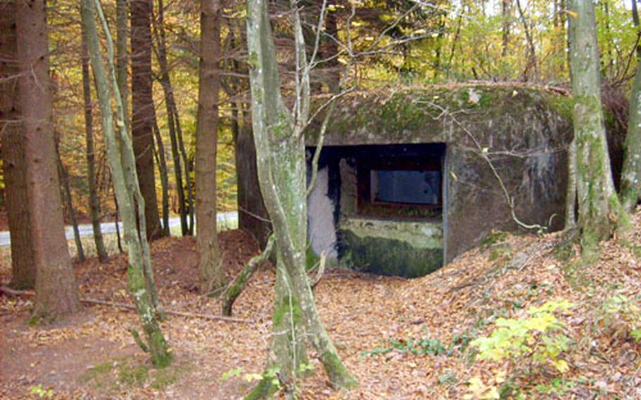 An old French Maginot Line bunker stands watch over a parking lot near Philippsbourg.