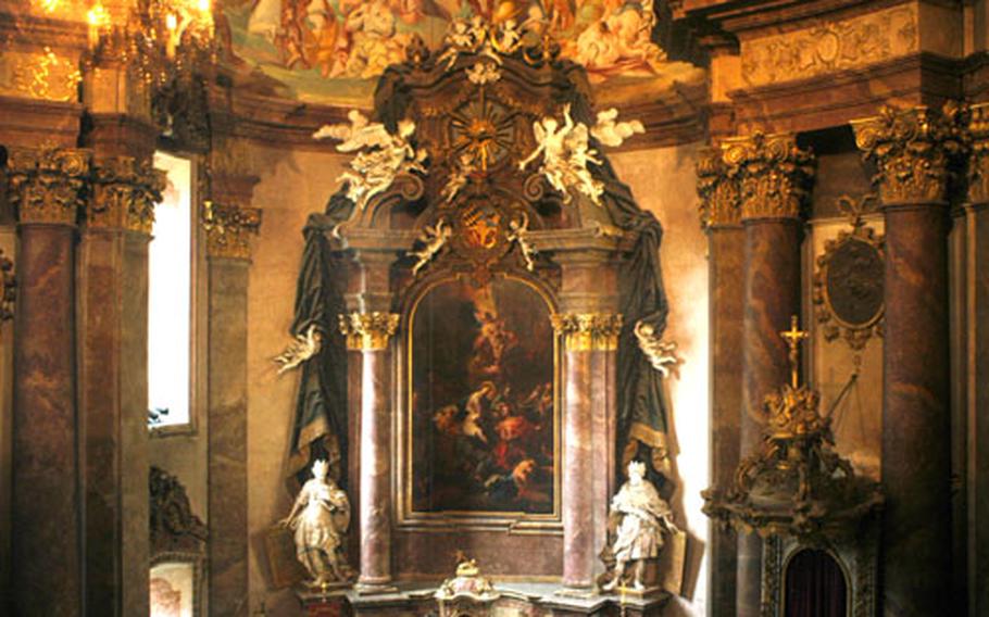 A chapel inside Ludwigsburg Palace, highly decorated in baroque style, is one of the palace tour highlights.