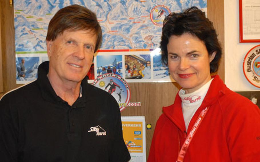 Siegi and Irene Baumgartner enjoy helping American skiers plan vacations in the Austrian Alps through Siegi Tours.