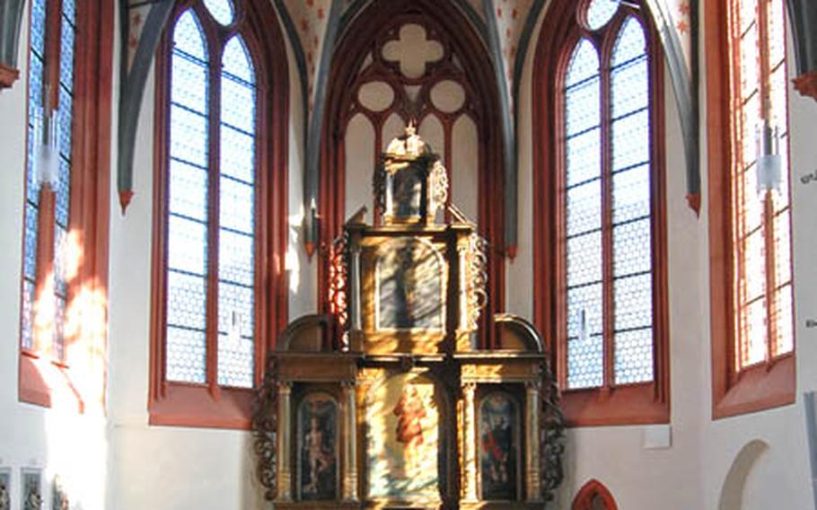 Light pours into the Wernerkapelle, a chapel that sits on Oberwesel&#39;s town wall and was once the choir of a destroyed hospital church. It is still used by today&#39;s Loreley Hospital and a neighboring senior citizens home.