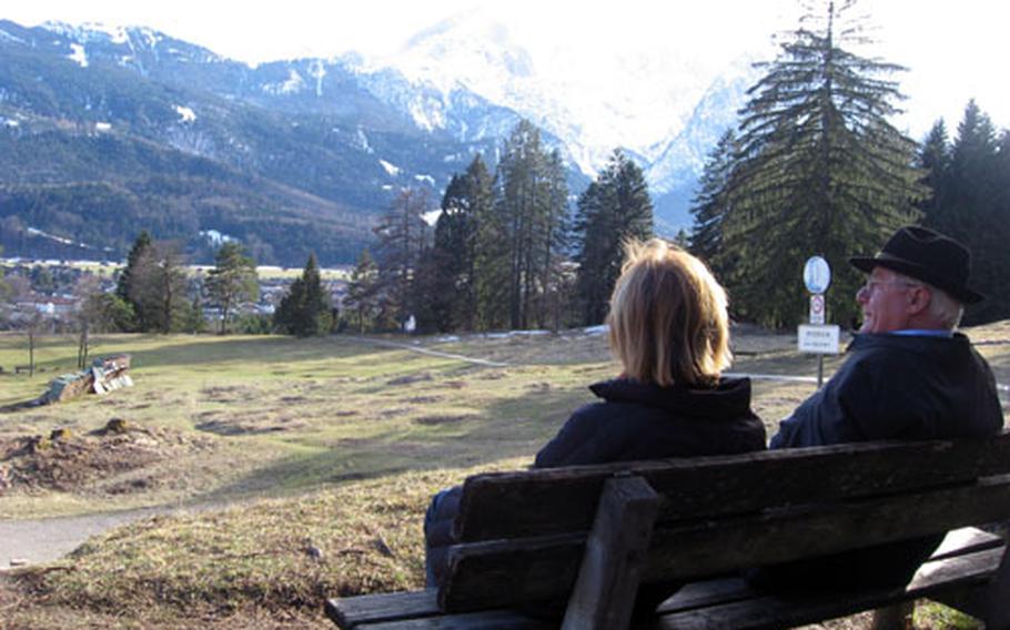 There are a lot of good places to sit and relax while walking the trails in the mountains surrounding Garmisch, Germany. Even in the winter, you can find a dry place in the sun away from the snow.