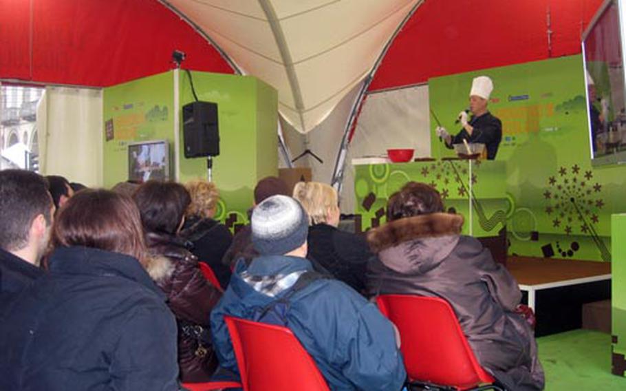 One of the many activities at the chocolate festival this year was demonstrations by famous chefs, showing different dishes that can be made wth choclate.