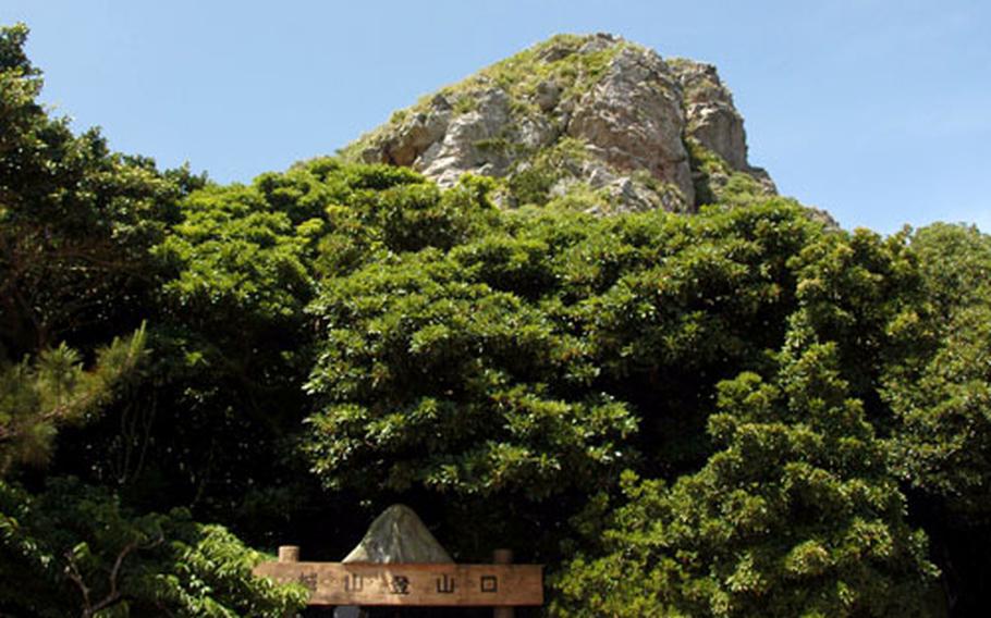 Mt. Gusuku, the tallest peak on the island. Visitors freely trek up and down the 72-meter-high peak to take in the island’s view.