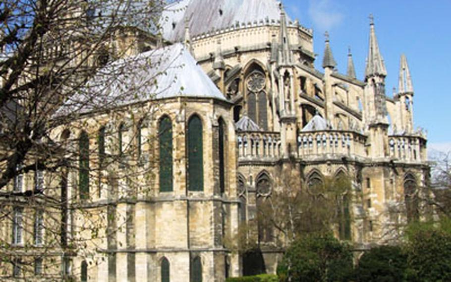 The facade of the cathedral is covered with scaffolding for cleaning, but views of the rear of the great church are splendid.