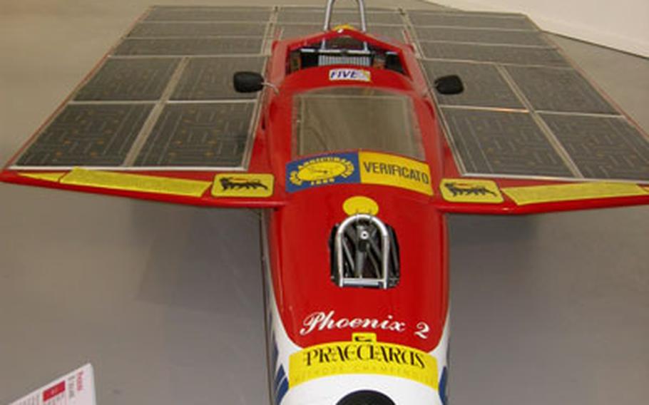 Here comes the sun: Solar panels and photovoltaic cells power twin electric motors in this early “green” car from the 1980s. It reached speeds of 50 mph.