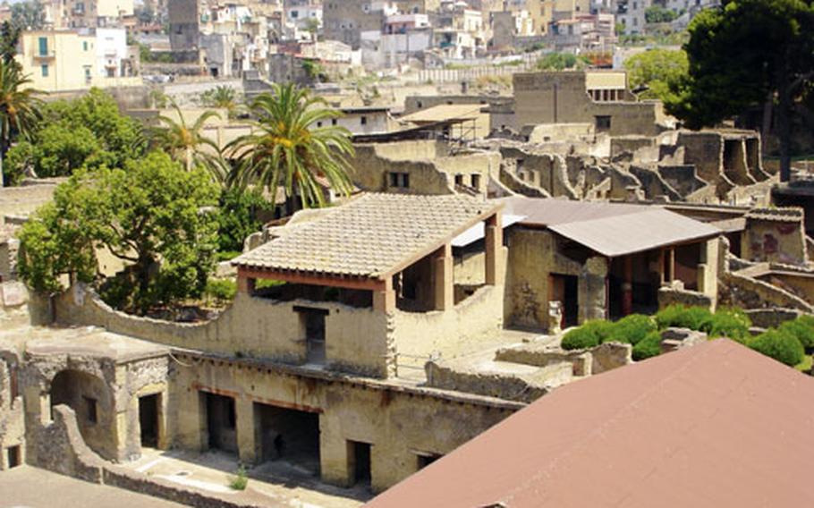 The modern town of Resina overlooks the ancient ruins of Herculaneum at the foothills of Mt. Vesuvius.