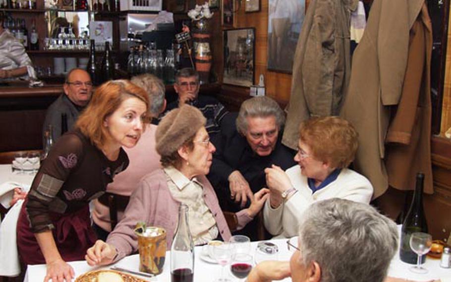There’s lively interaction among bouchon patrons as seen here at La Meunière.