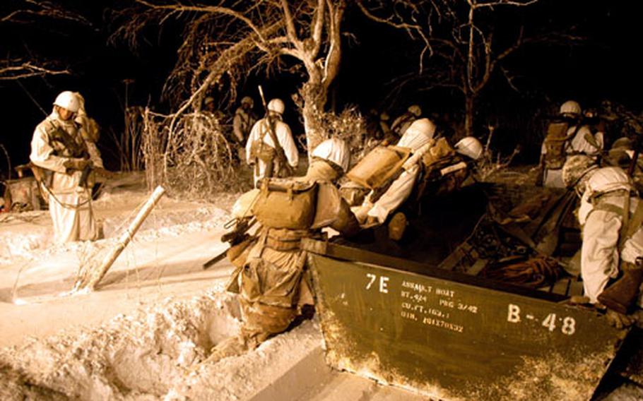The war museum in Diekirch includes numerous exhibits that re-create scenes from World War II, like this one. The U.S. soldiers from Gen. George S. Patton&#39;s 5th Infantry Division are shown as they attempt to cross the frozen Sauer River.