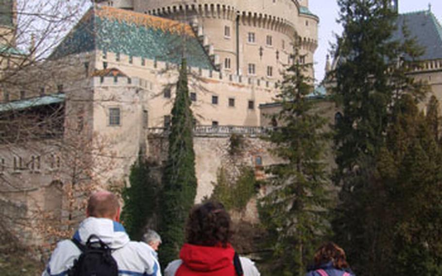 Skiers take time off from the slopes to visit the Bojnice castle, one of some 300 castles and chateaux in Slovakia.