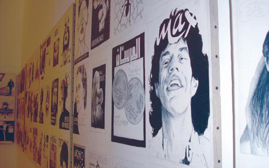 Magazine covers, all from 1990, range from Vogue to Guns and Ammo, all sketched in pencil. They are part of a display of artwork by Alighiero Boetti at the Museo d’Arte Contemporanea Donnaregina in Naples.