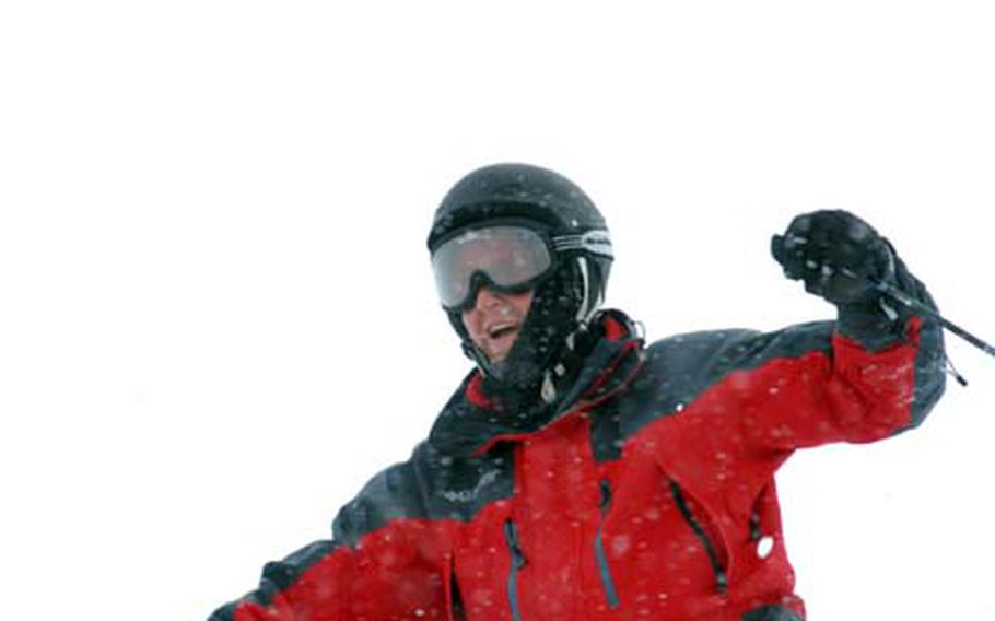 Tannenbaum Ski Club member John Hereford negotiates the "Wall of Death" at Champery in February. Hereford called the run "probably the most extreme terrain I have skied in Europe."