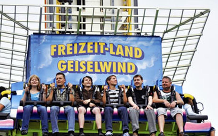 The Shot and Drop at Germany’s Freizeit-Land Geiselwind shoots riders into the sky without warning before dropping them back down once they reach the tower’s peak.