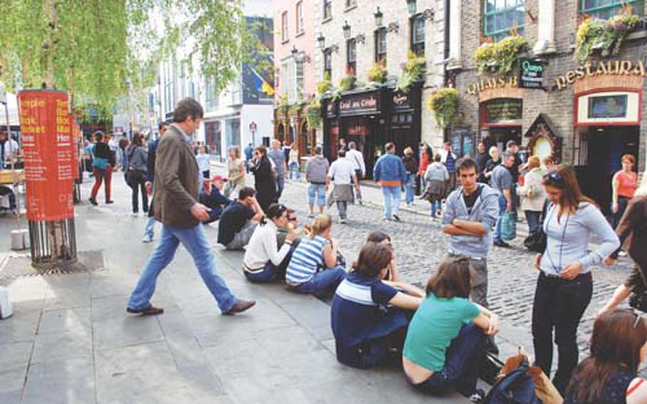 The lively Temple Bar district in Dublin, Ireland, offers plenty of after-golf recreation.