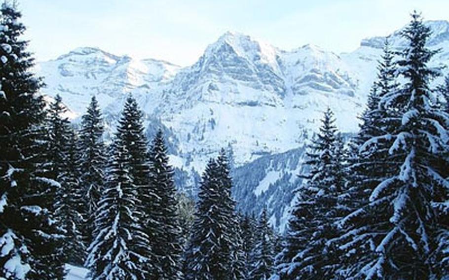 The route down from the ski area at Champéry, Switzerland, offers amazing views of the valley and surrounding peaks on the way to the Val d’Illiez.