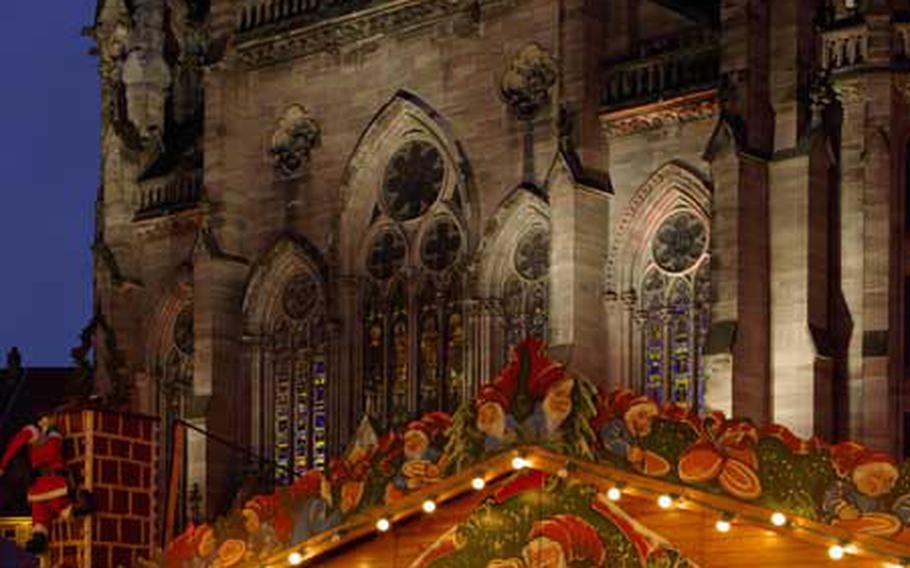 The lovely Church of St. Stephen dominates the main part of the Christmas market in Mulhouse.